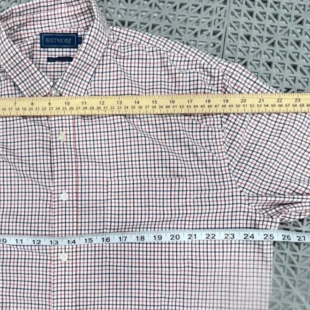 Biltmore Button Down Shirt Mens XL White Navy Orange‎ Check Performance Stretch